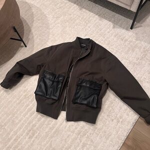 Bomber Jacket with Black Pocket Accents
